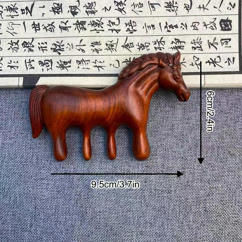 Scalp Head Oil Massager Scalp Hair Comb Tools Chinese New Year Gift Year Of the Horse Sandalwood Massage Wood Massager Comb