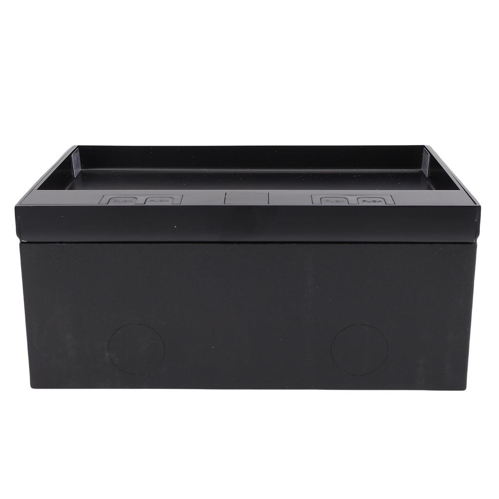 Recessed Floor Outlet Box Water Proof Stainless Steel Flat Socket Kit 4KW with 2 Two Prong 2 USB Port for Marble Black