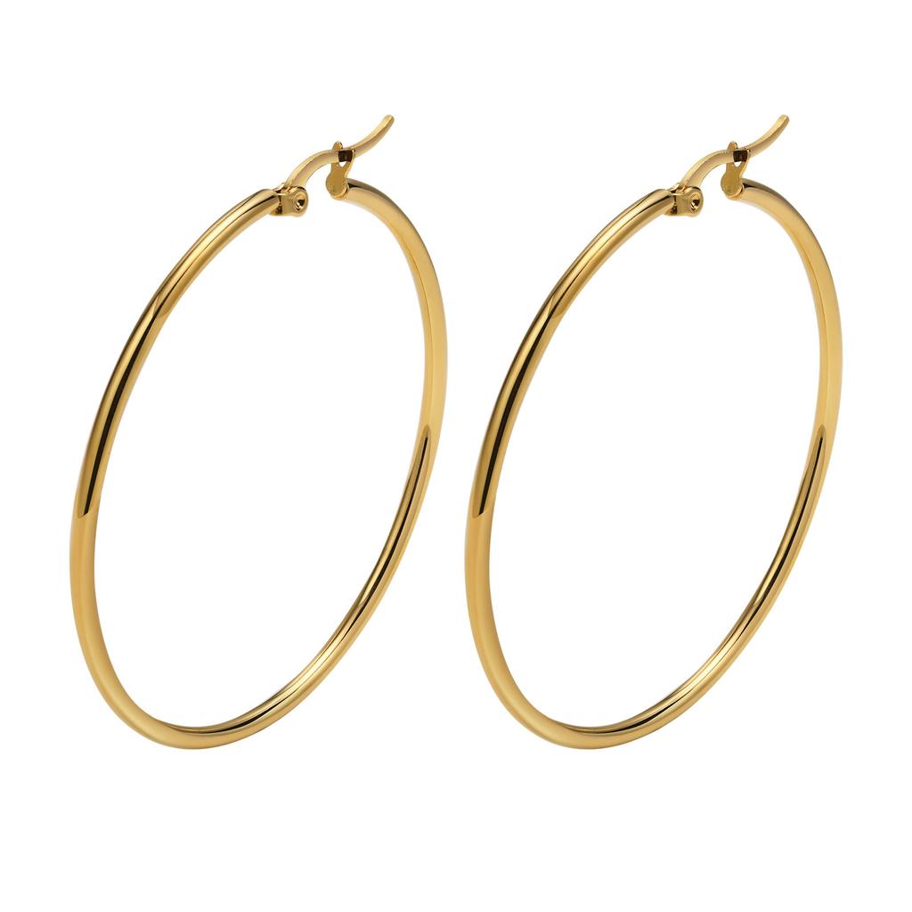 New Stainless Steel Gold Color Geometric Square Hoop Earrings for Women, Minimalist Chic Metal Ear Clip Gifts Trendy Jewelry