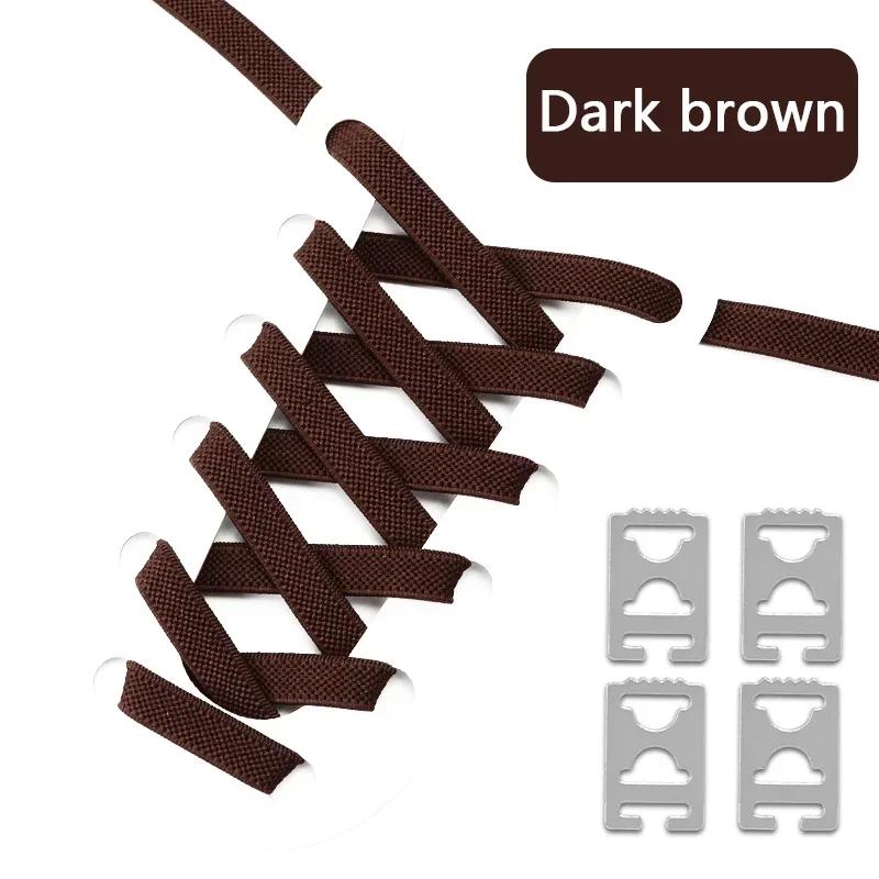 

Эластичные шнурки без завязок Плоские шнурки для кроссовок Металлический фиксатор Ленивые шнурки Сетчатое плетение Шнурки темно-коричневого