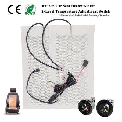 Universal Built -in Car Seat Heater Kit 12V Carbon Fiber Heating Pads Round Switch Cushion Set  Fit For Installing 1