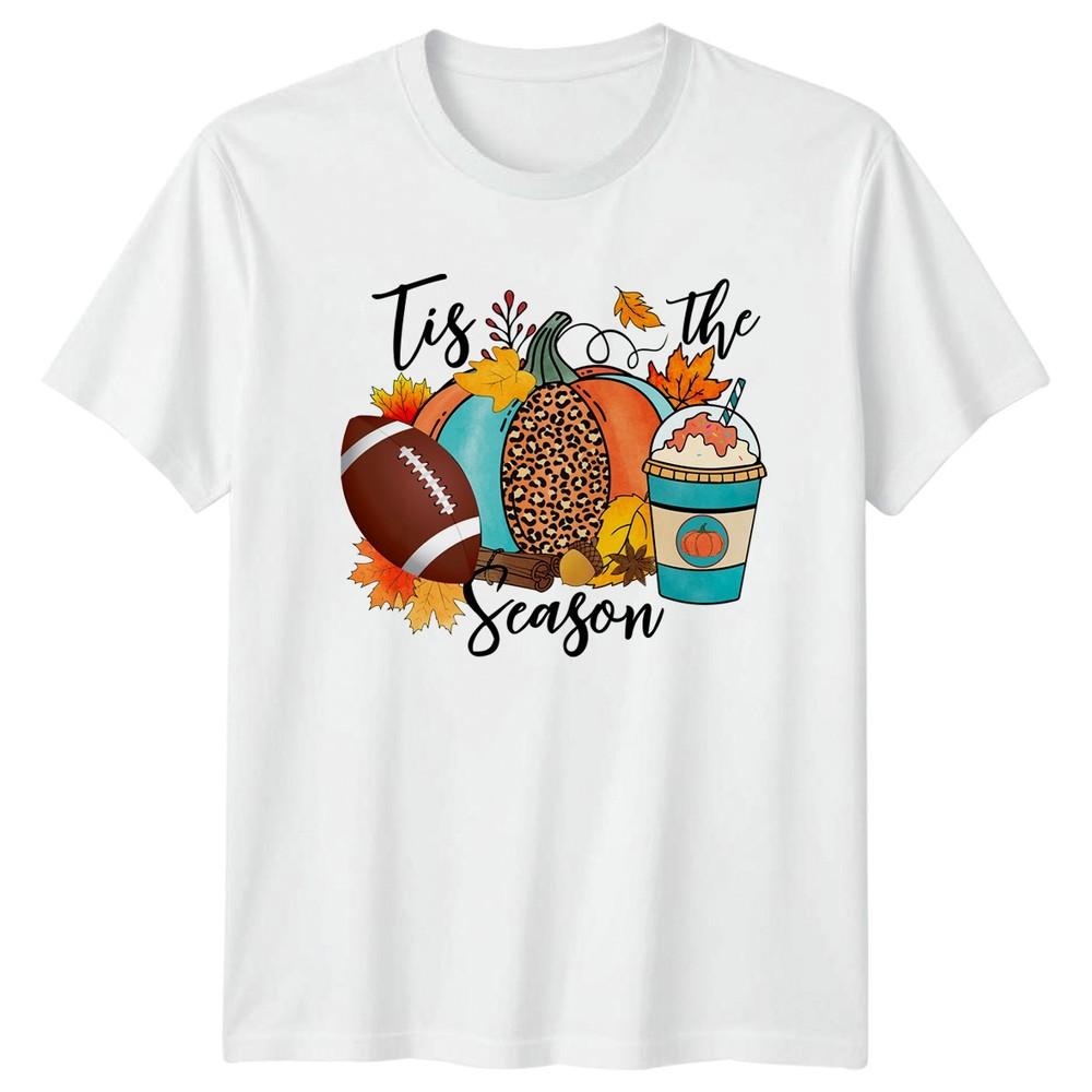 Tis The Season Unisexs TShirt Leopard Print Pumpkin Spice Autumn S