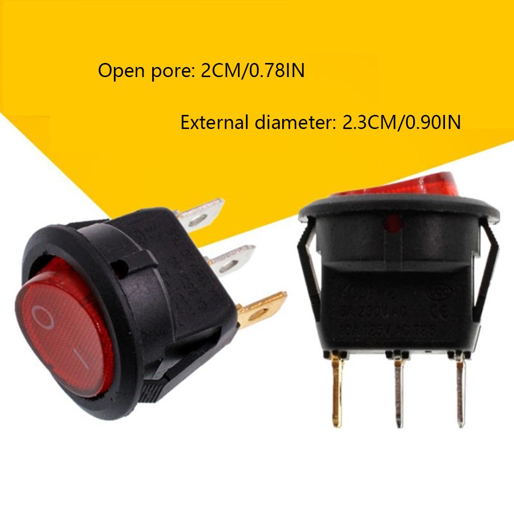 Stebela 5 buc Mini Rotund Barcă Basculant Comutatoare de Alimentare 12A/250V 2 Pini ON-Off Comutator cu Buton de Apăsare din Plastic