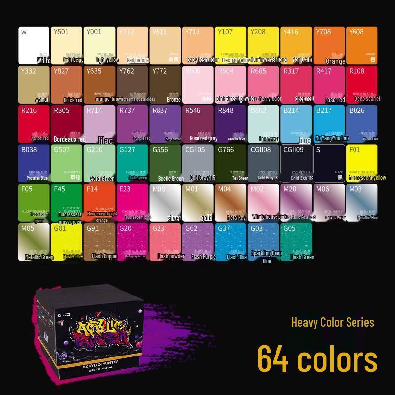 STA 1000 Waterproof Acrylic Marker - 100 Color Opaque Rainbow DIY Graffiti Pen