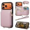 Leather Phone Case With Zipper Wallet Crossbody Strap IPhone 17 Pro Women Shockproof Protective Cover