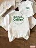 Chic Coffee Lover Stateunisext Tshirt Crew Neck Short Sleeve Breathable White Casual Top Perfect For Workdays  Cafe Hopping