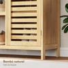 Bamboo Slatted Shoe Storage Cabinet, 2 Doors, Shelves, Open Compartments, 100x33x86cm, Natural