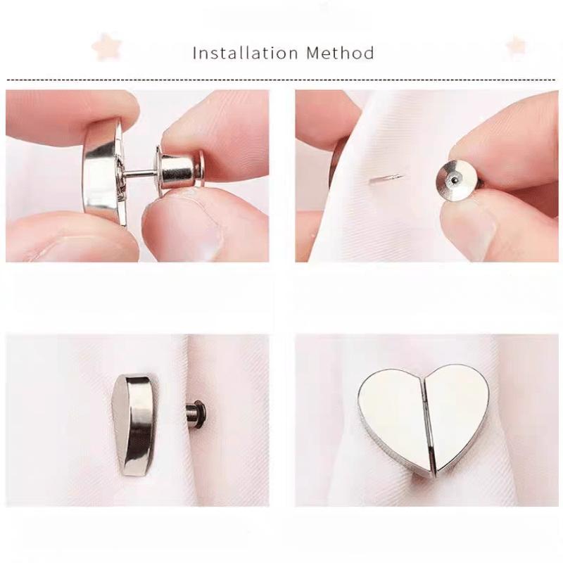 [Herzförmige Magnethaken] 4 Stück Herzförmige Magnethaken für Duschvorhänge aus Aluminiumlegierung | Beschwertes, auslaufsicheres und rutschfestes Design | Abnehmbarer Schnappverschluss