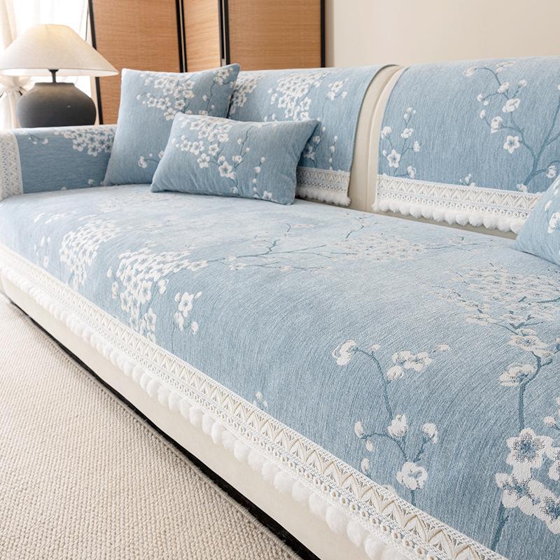 

Французская антикварная ткань для чехла дивана, цельное покрывало для дивана, универсальная четырехсезонная прямая рядная нескользящая подушка для сиденья из шенилла 30 * 50 waist pillowcase