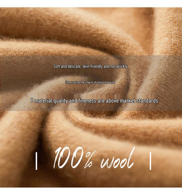 Men's Plus Size High Neck 100% Pure Wool Sweater - Loose Fit, Solid Color Pullover Knitwear