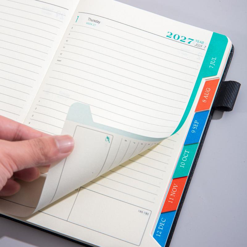 2027 Zodiac Pattern Embossed Planner Notebook With Elastic Strap Pen Loop For Daily Schedule Office Study