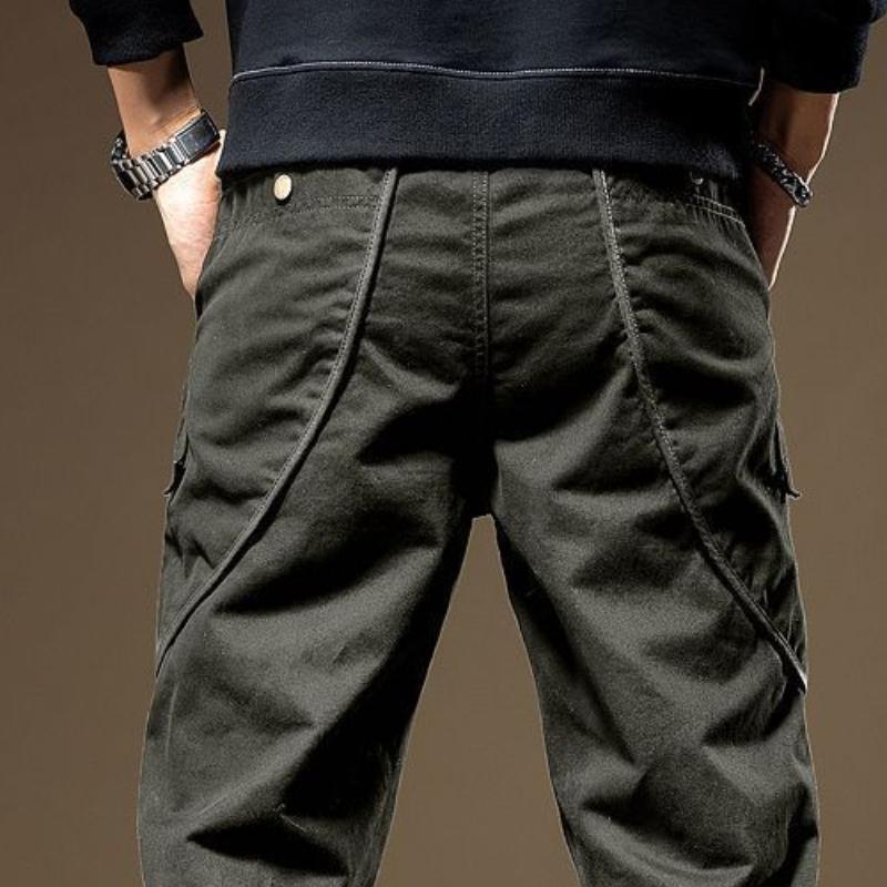 Zimní Fleecová podšívka Ležérní Cargo Kalhoty Plyš Volný střih Rovné nohavice Pánské Kalhoty Módní styl Trendy Sportovní kalhoty