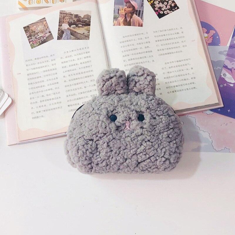 Small Rabbit Coin Bags Purse Kawai Rabbit Mini Makeup Bags Pouch Girl Plush Lipstick Earphone Storage Bags Card Holder