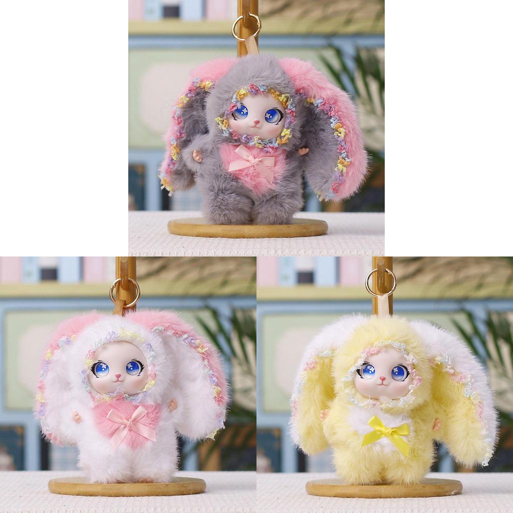 Plush Bunny Keychain With Silicone Face For Kids And Car Decor
