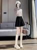 Women's High-Waist A-Line Black Wool Shorts - Autumn/Winter Loose Wide-Leg Booty Shorts, Thin Apricot