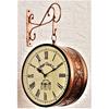 (10 INCH - Two Side Roman Numbers) Vintage Clock Iron Handcrafted Double Side Analog Clock , Rose Gold Finish, Floral Design