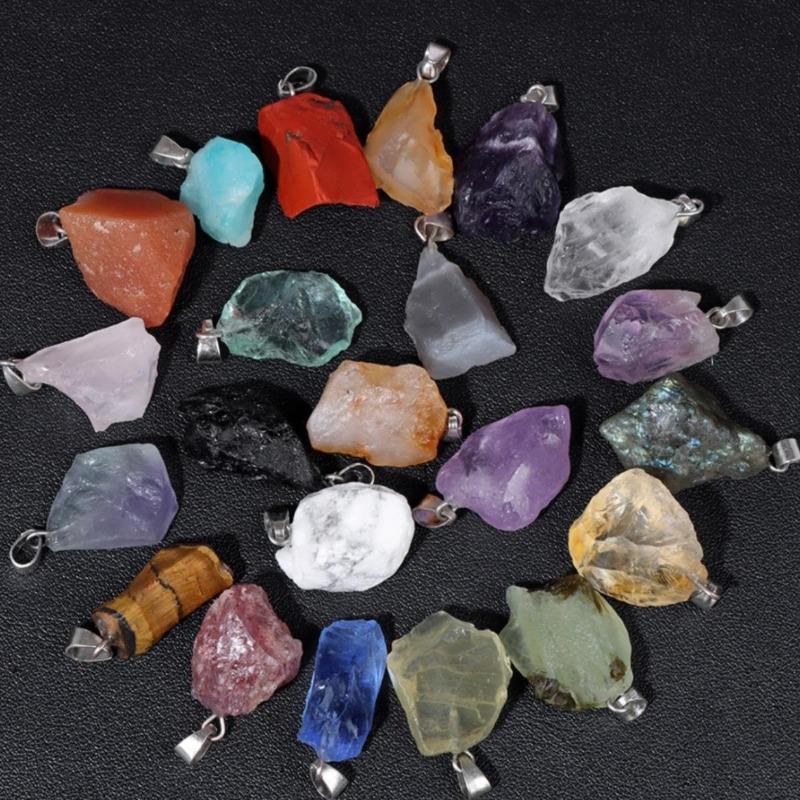 10 Pieces Irregular Natural Raw Stone Pendant for Jewelry Making DIY Necklace Earrings Accessories Reiki Healing Crystal Chakra Gemstone Pendant