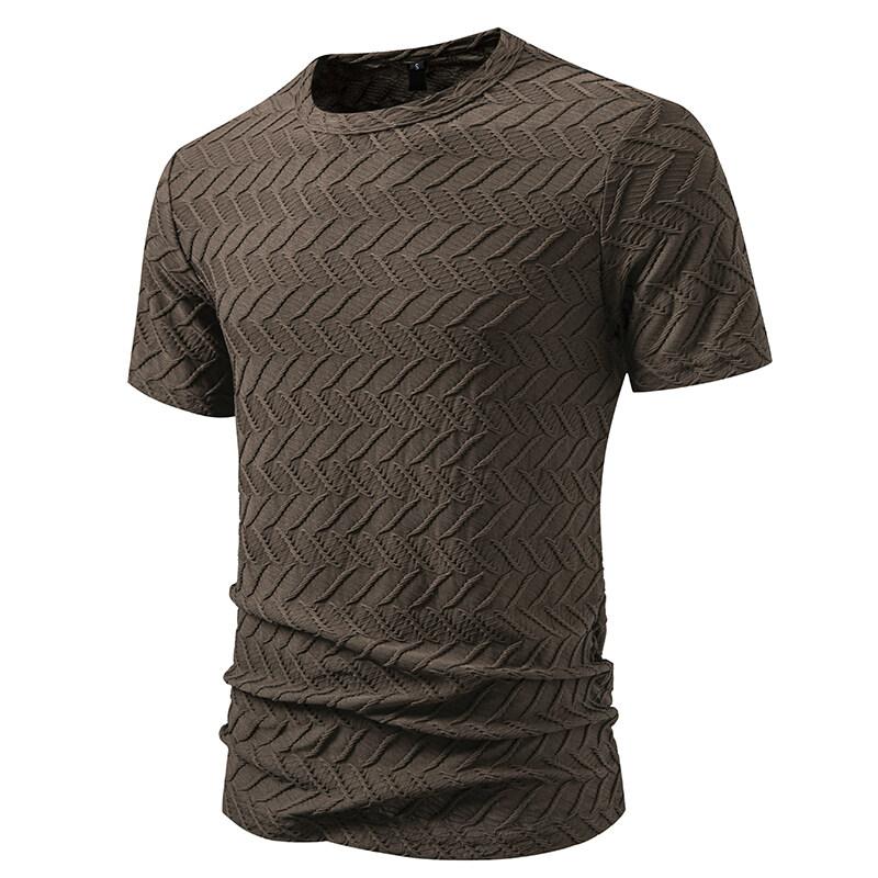 New Summer Men's Round Neck Short Sleeve T Shirt Casual Solid Colar T-Shirts Fashion Diamond Shaped Design Top Tees Streetwear