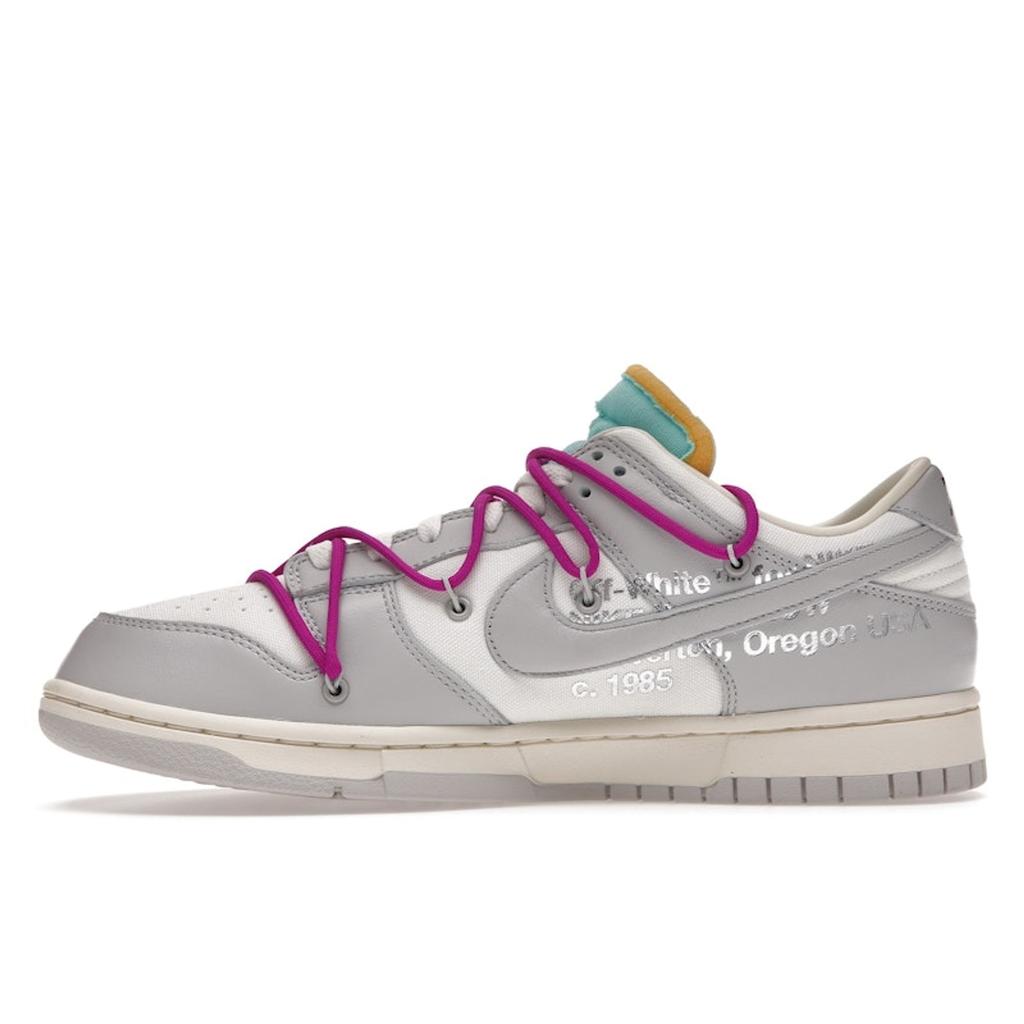 Off-White X Nike Dunk Low Lot 21 of 50 Unisex Sneakers Sail Neutral-Grey Hyper-Violet DM1602-100