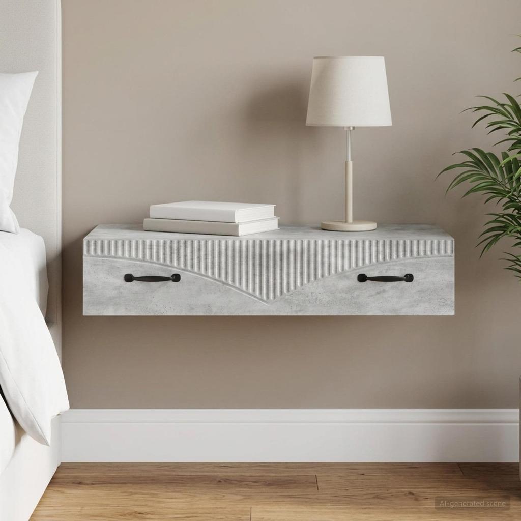 Wall Mounted Side Table Concrete Grey 87.5 x 34.5 x 17 cm