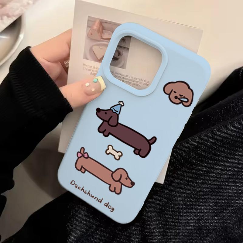 Korean Sausage Puppy Soft Silicone Phone Case For iPhone 16 Pro Max 15 14 13 12 11 Pro 15 16 Plus Shockproof Bumper Cover