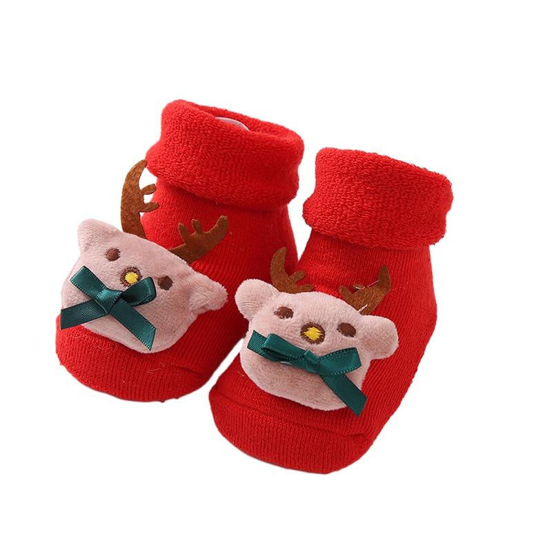 Kids Socks Non-slip Toddler Socks Warm Children's Socks Cartoon Christmas Style Socks for Boys and Girls