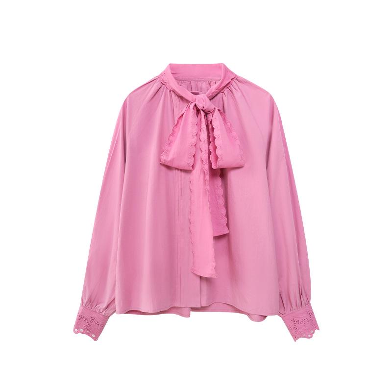 

2025 Ранняя весна Французский стиль Блузка с бантом и лентами - Элегантный, Молодежный дизайн (C3523) One Size