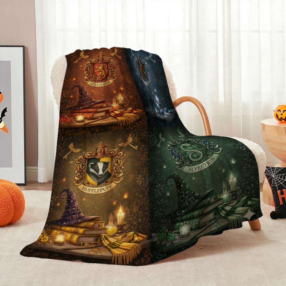 Harry Potter Magical Journey Printed Flannel Blanket Soft Comfortable Fleece Blanket For Living Room Bedroom Study Party Decor Birthday Gift