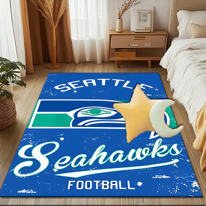 Seahawks Team Spirit Rug Game Carpet, Floor Mat for Bedroom Living Room Entryway Rug, Home Decor Idea Gift for Christmas birthday