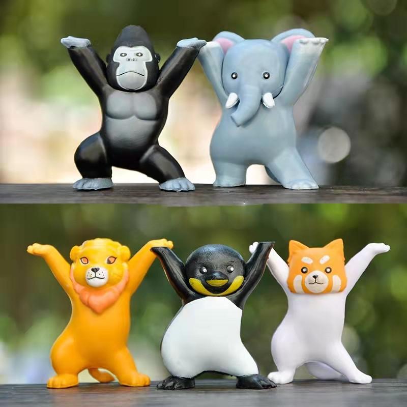 Adorable Pvc Cartoon Animal Figurines Featuring Elephant Gorilla Lion Penguin For Collectors