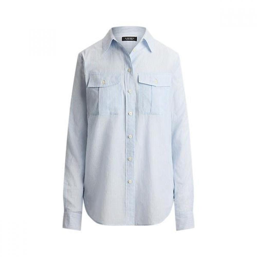 Lauren Ralph Lauren Classic Fit Stripe Cotton Voile Shirt Wmlrshts6820564400 XS