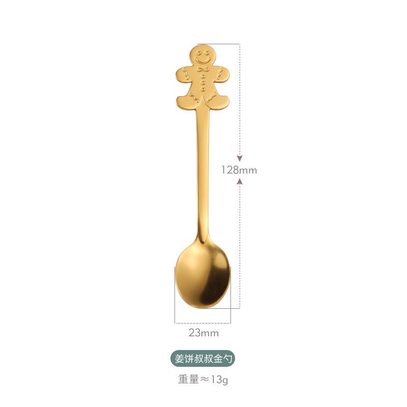 Christmas Spoon Gift Box Tableware Set Coffee Stirring Spoon Dessert Spoon Creative Cartoon Stainless Steel Christmas Spoon