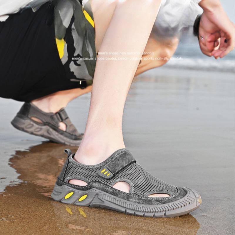 Letní pánské plážové sandály Protiskluzové Prodyšné Ležérní boty Módní Všestranné Zapínání na suchý zip Vycházková obuv Římský styl Tenisky Hombre