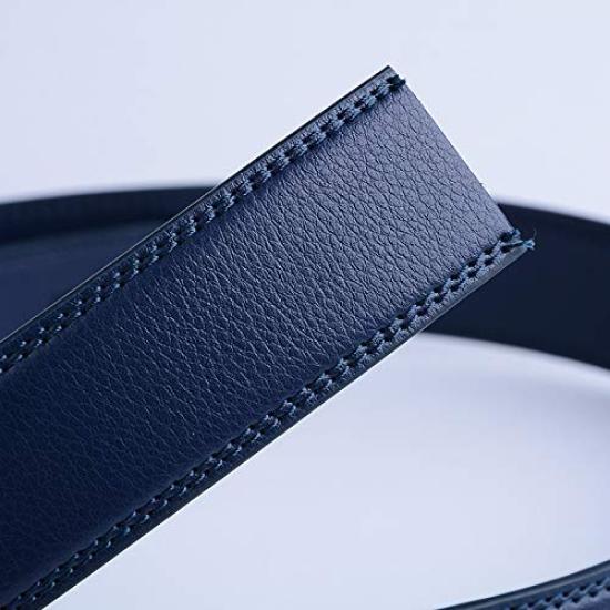 FleurUneffe No Genuine Brown Silver/Gray Belt, Cuttable, Adjustable, Holes, Auto-Lock, Men's Leather, Stylish, Casual, Business, Golf, White, Red,
