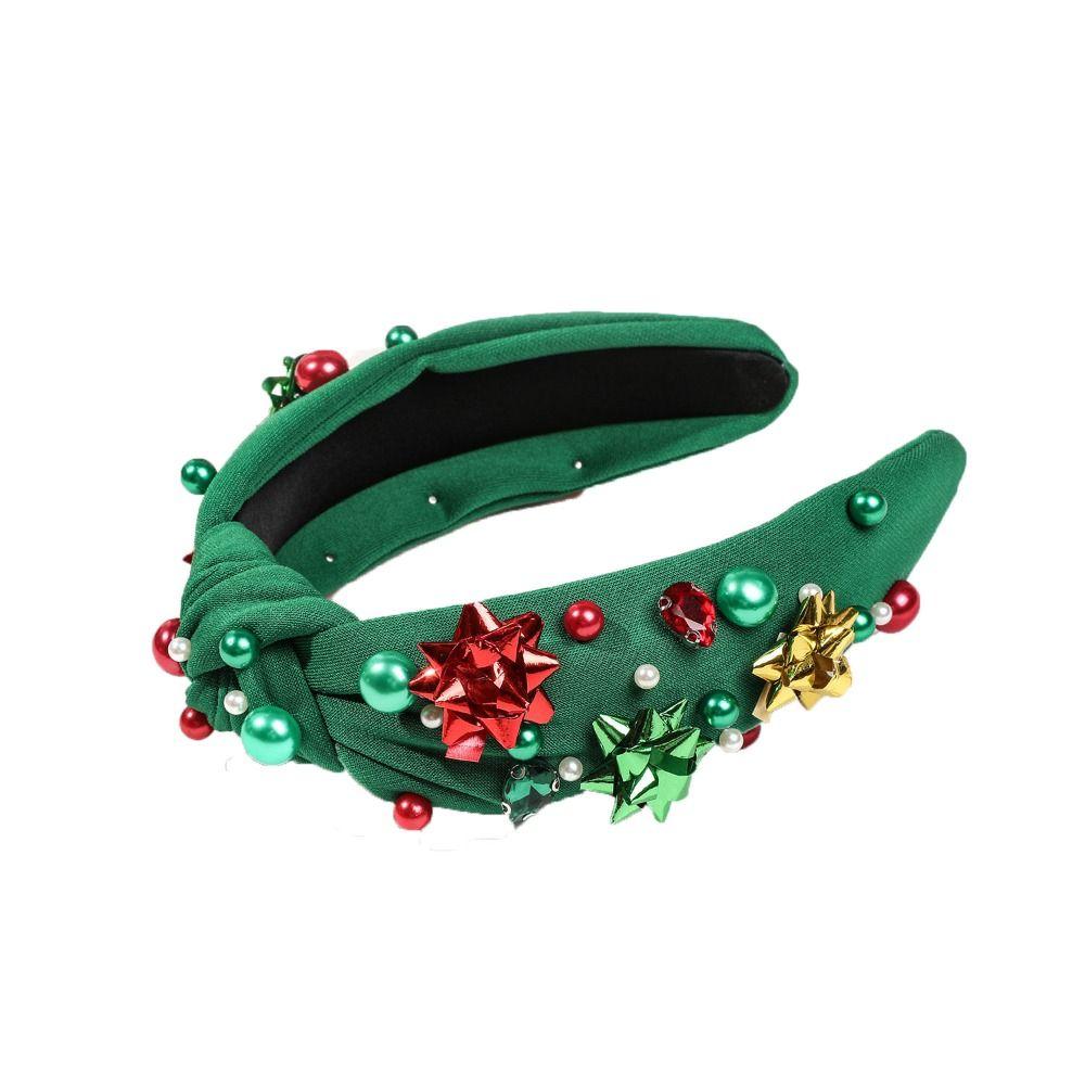 Pearl Christmas Hairband Wide Edge Festive Hair Accessories  Holiday Party Decoration