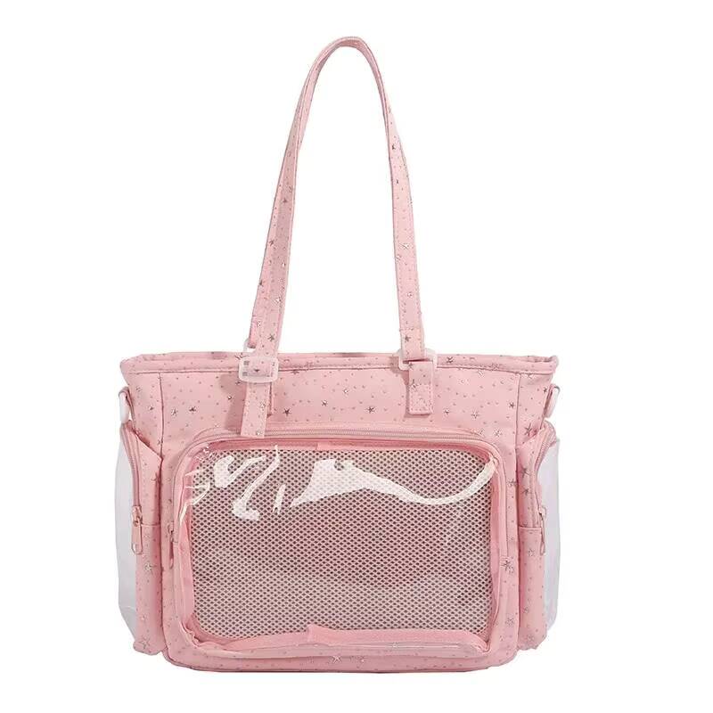 

New Y2K Cute Star Bling Ita Bag Women s Fashion Shoulder Bag Lolita Girl Transparent Tote Bag DIY Display Crossbody Bag Handbags 28X26X9cm