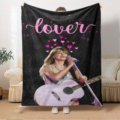 1 Stück Taylor Swift Aufdruck Flanelldecke - Geeignet für alle Jahreszeiten, Perfekt für Zuhause, Reisen oder Camping - 061308