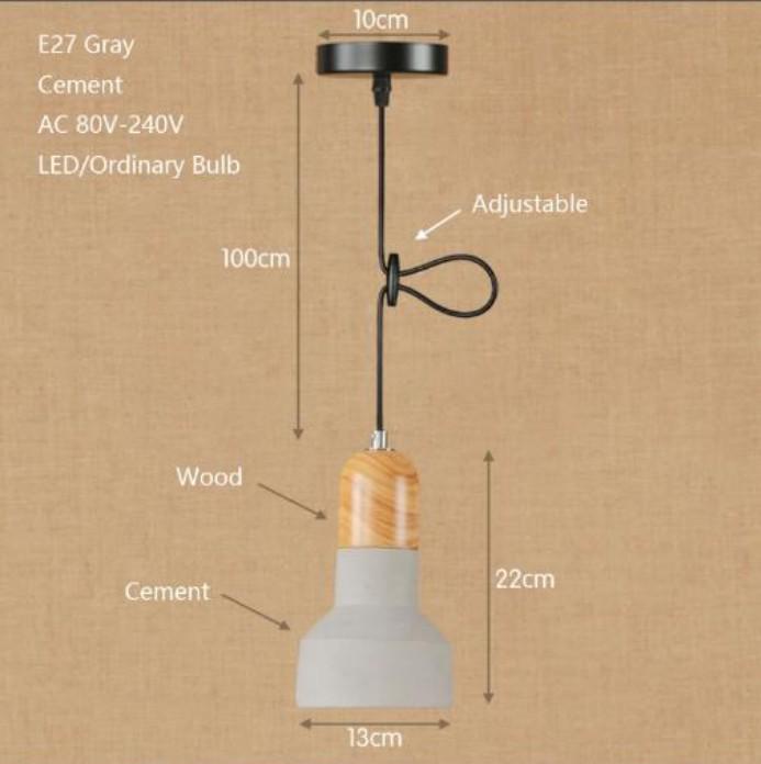 Lustre pequeno moderno industrial de cimento madeira maciça restaurante cozinha café bar