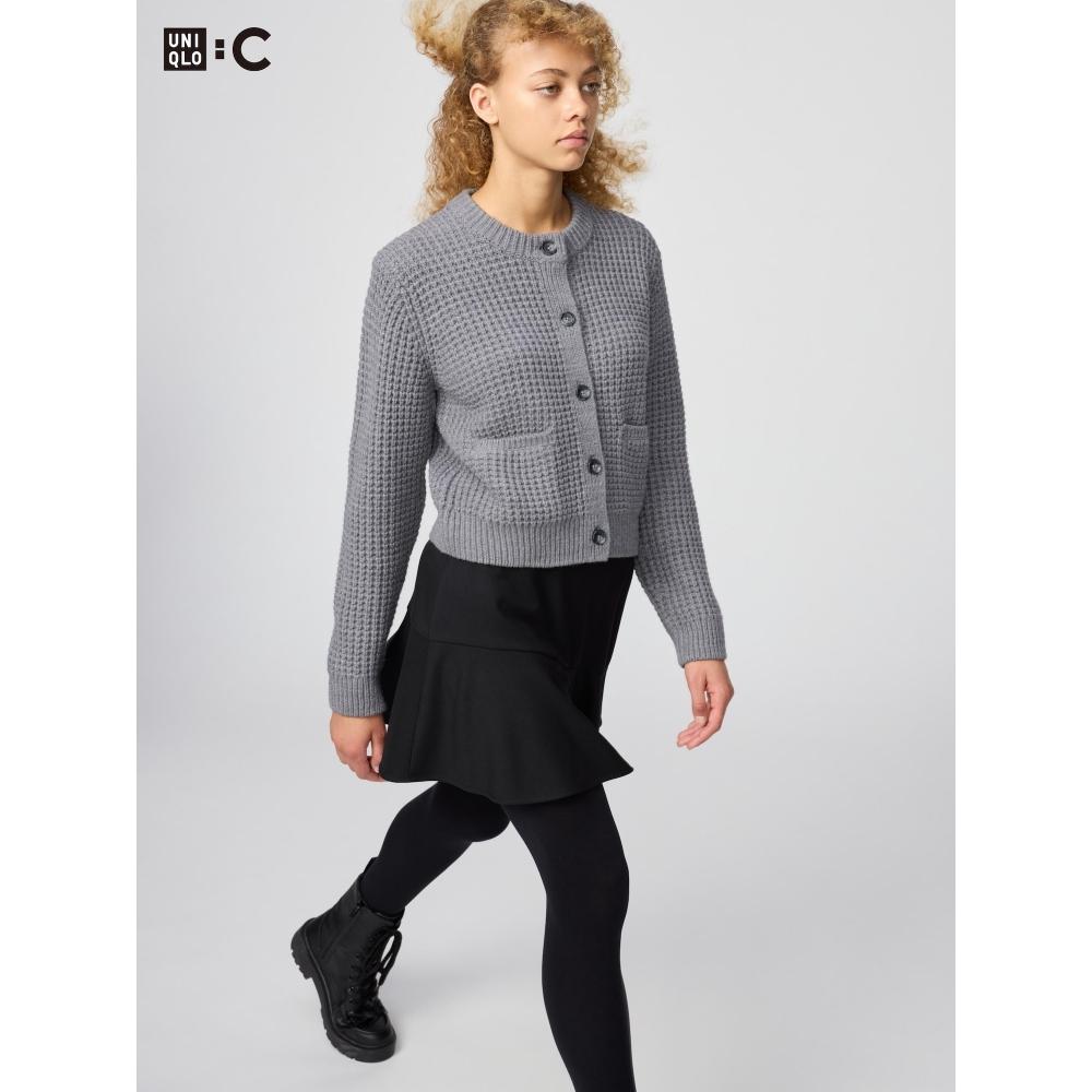 Uniqlo Waffle Knit Crew Neck Cardigan