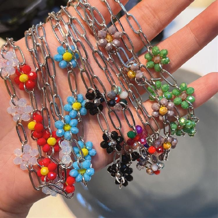 Simple Daisy Flower Charm Necklace Sweet Cool Choker Metal Chain Clavicle Chain