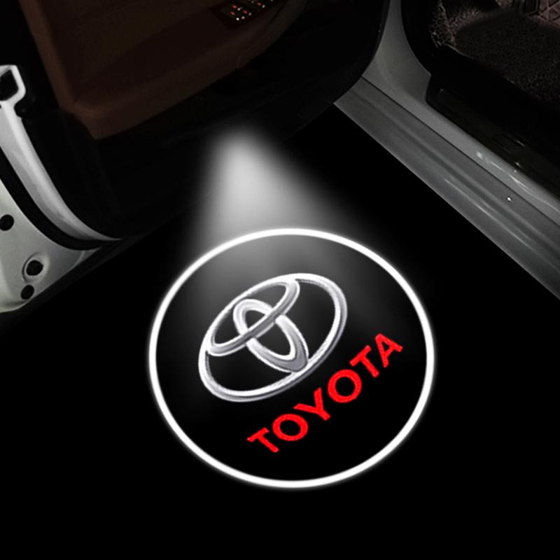 1/2PC Wireless LED Car Door Welcome Laser Projector Logo Ghost Night Light For For Toyota GR Gazoo Racing Logo YARiS Car Styling