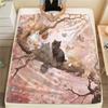Butterfly Cat on a Branch  Print Flannel Blanket, High quality Comfortable for All Seasons, Home Decor, Warmth and Comfort