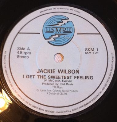 7palcová deska JACKIE WILSON - I Get The Sweetest Feeling SKM1 SMP 1987 UK Soul/Funk Použitá