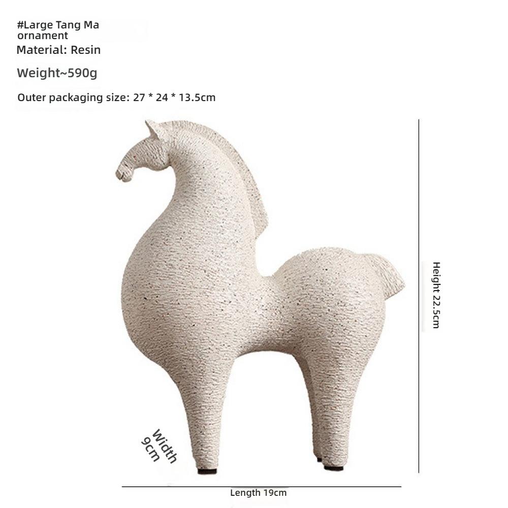 Solid Color Horse Sculpture with Detailed Texture, Handmade Artisan Resin Statue for Elegant Home Desk Decor