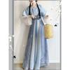 Chinese Tang Dynasty Style Hanfu Tang Bei Zi Round Neck Shirt Waist High One-piece Skirt Daily Set