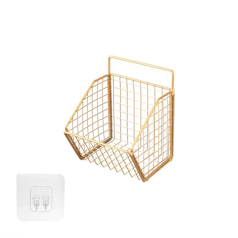 1/2/3 Grid Wall Mounted Kitchen Shelf Organizer Metal Rack Pantry Storage Garlic Ginger Basket Carbon Steel Hanging Wire Basket