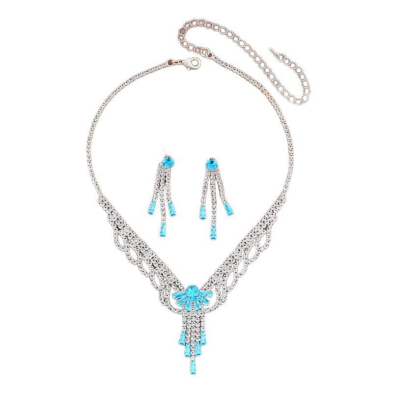 Zircon Jewelry Set: Elegant Niche Design for Weddings and Banquets - Earrings and Necklace