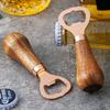 Portable Bartender Bottle Opener Solid Wooden Handle Handheld Stainless Steel Wine Beer Soda Glass Cap Bottles Openers Vintage Retro Home Kitchen Bar