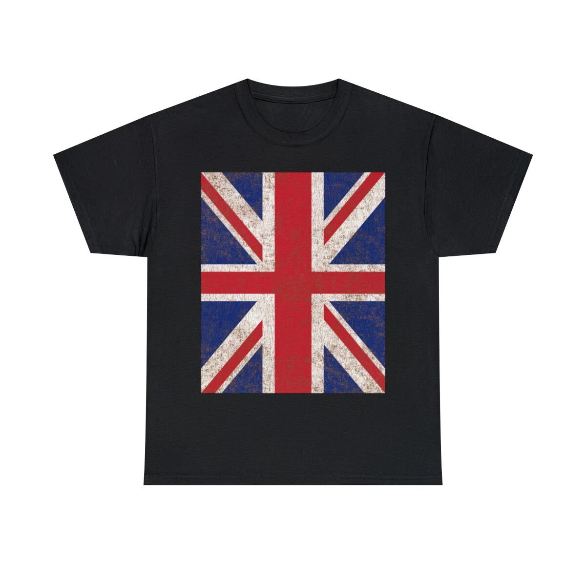 Union Jack Vertical Retro Graphic Tee Shirt, S-5XL XL