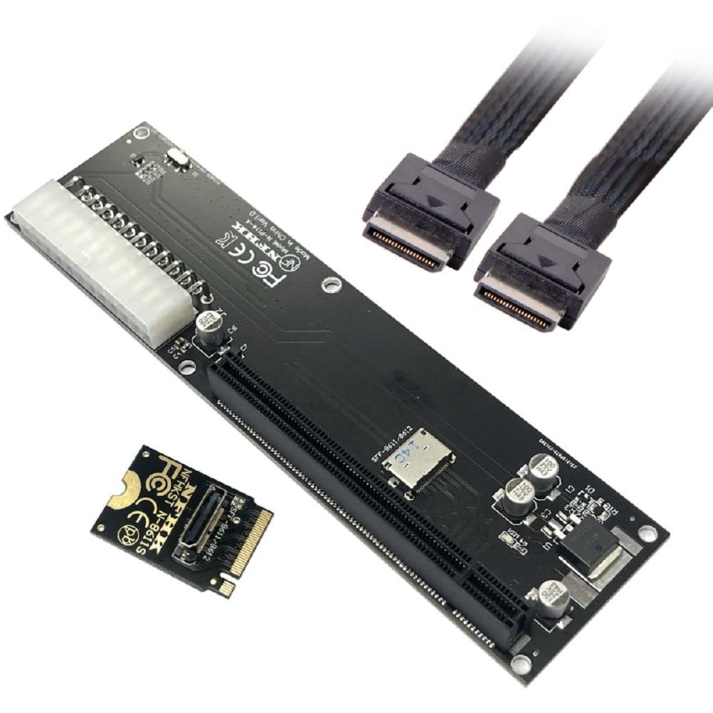 xiwai Oculink Data Cable Card PCI Express to Host Adapter for GPD Win Max2 External Graphics Card SSD SFF-8611 PCI-E 3.0 - M.2 M-Key SFF-8612 &